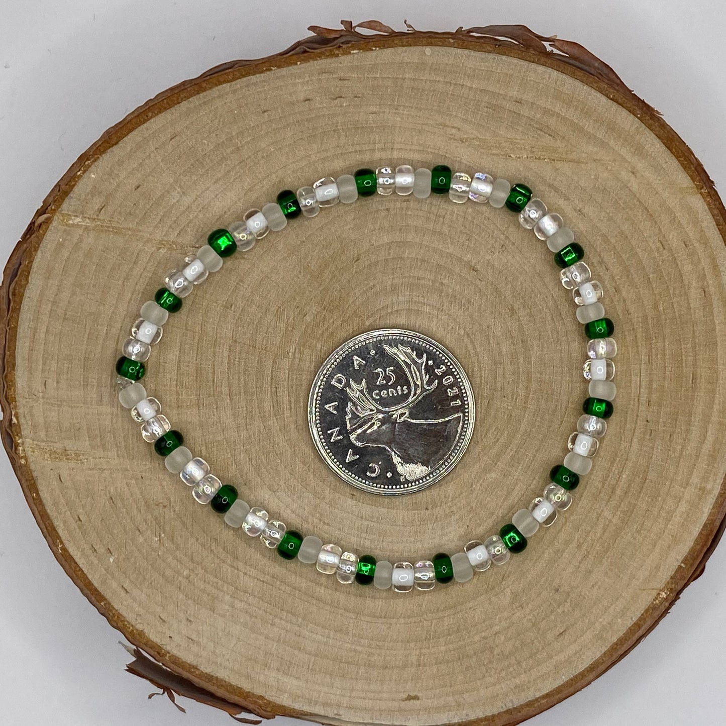 String Bead Bracelet - Snow Emerald