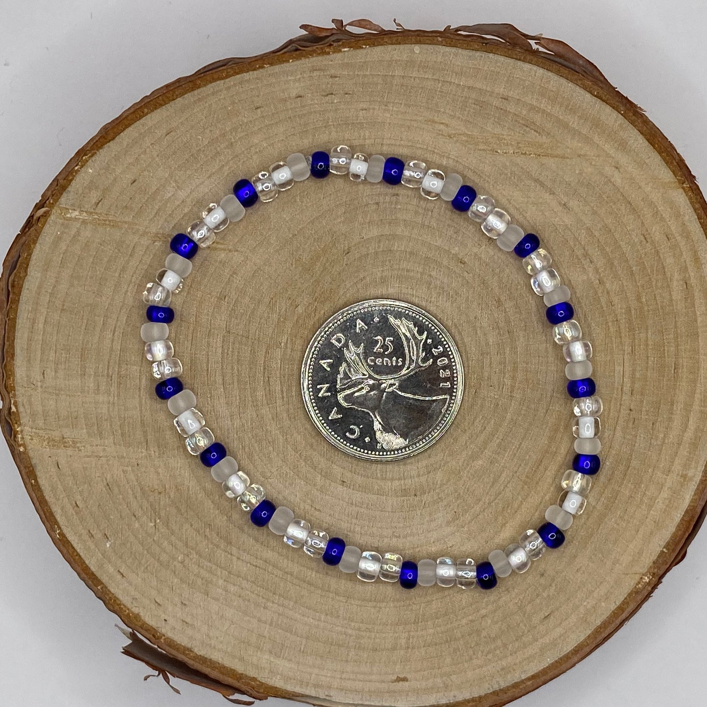 String Bead Bracelet - Snow Sapphire