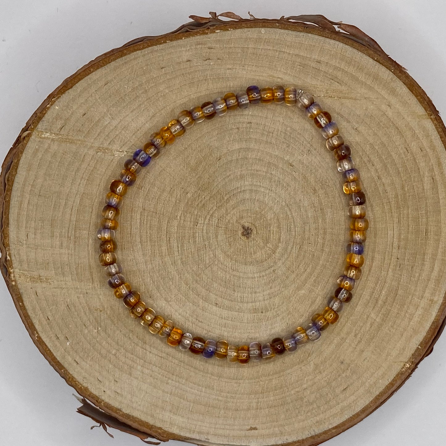 String Bead Bracelet - Orange Purple