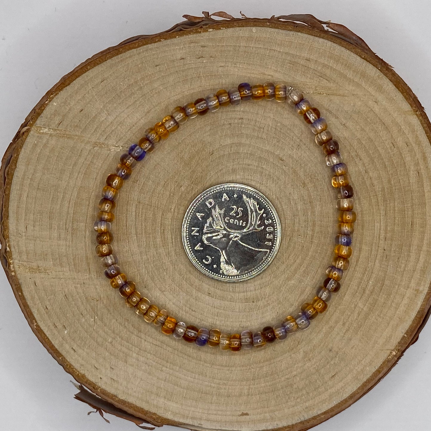 String Bead Bracelet - Orange Purple