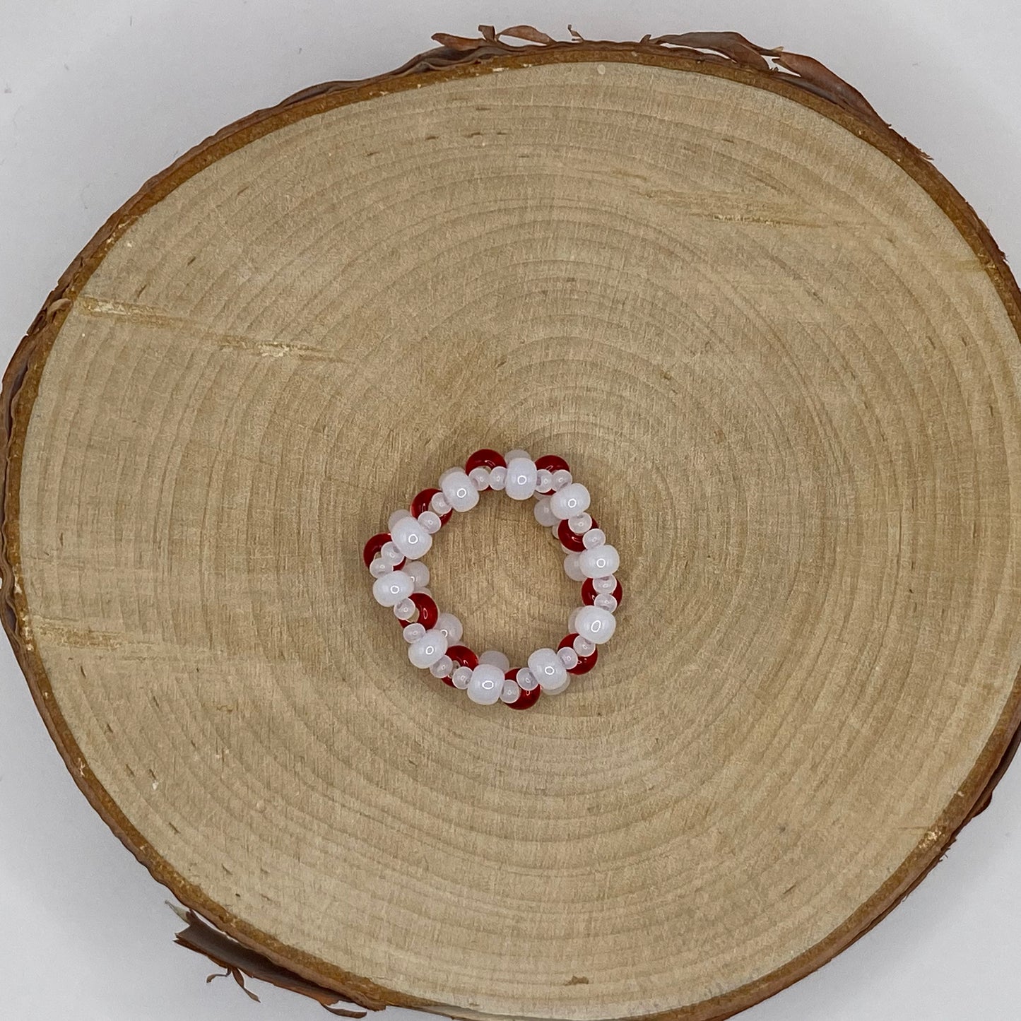 String Bead Ring - Cherry Red
