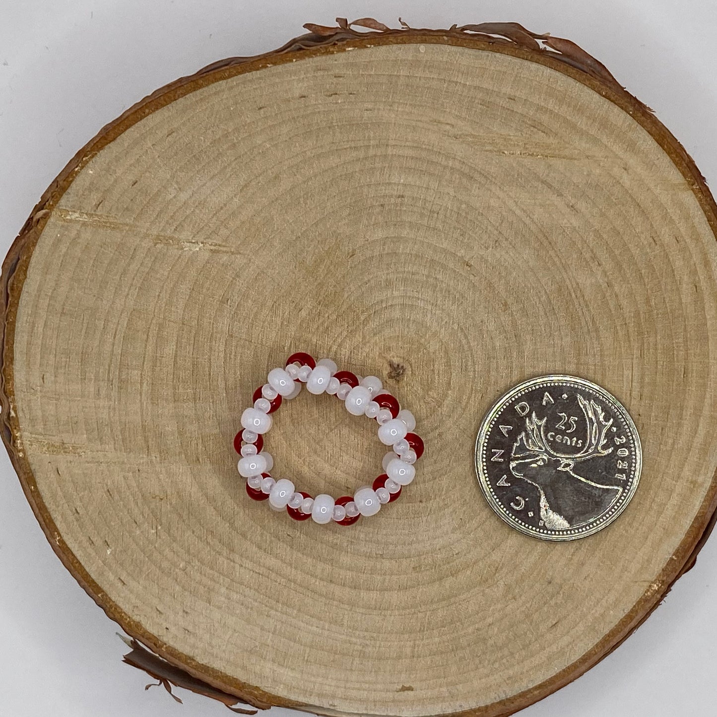 String Bead Ring - Cherry Red