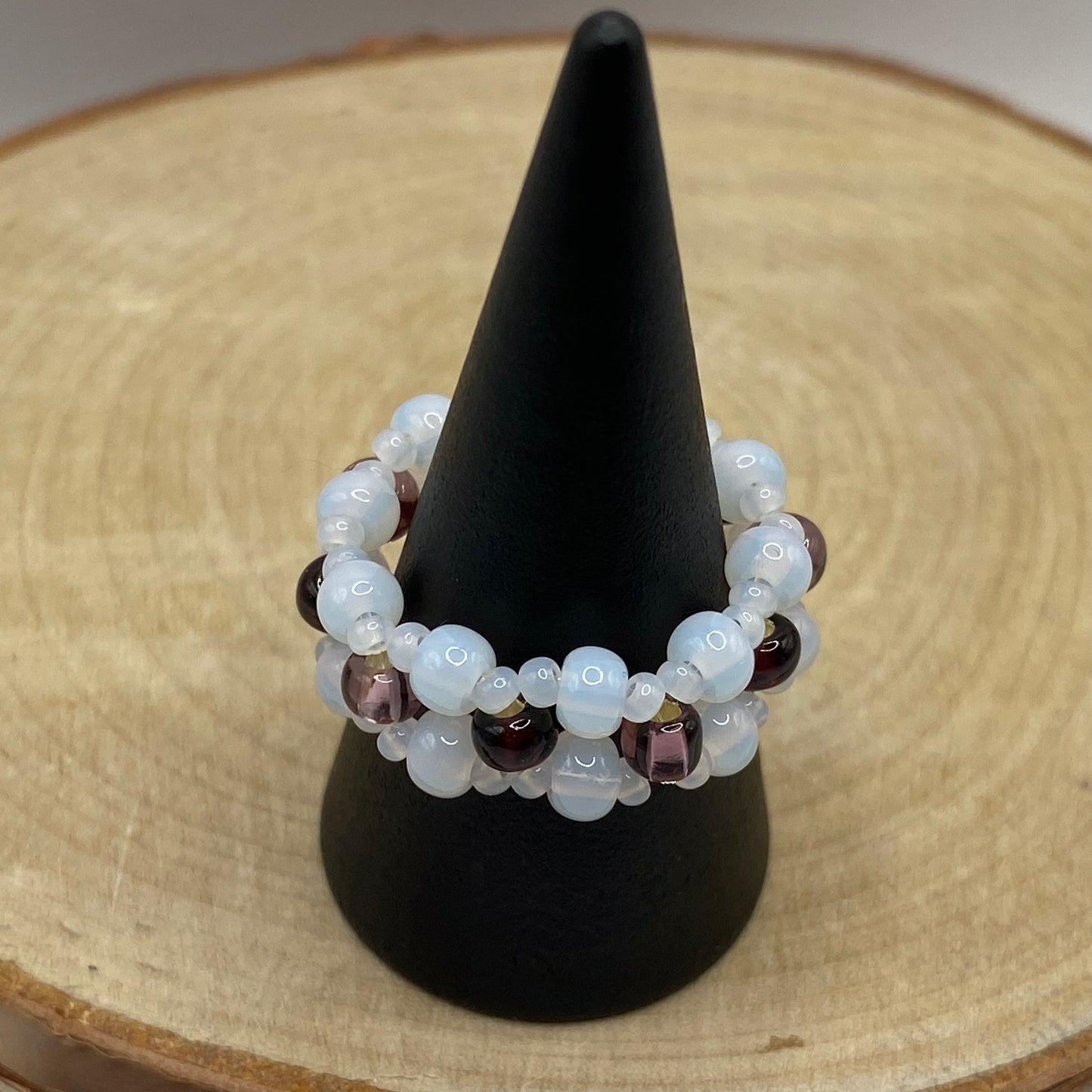String Bead Ring - Purple Mix