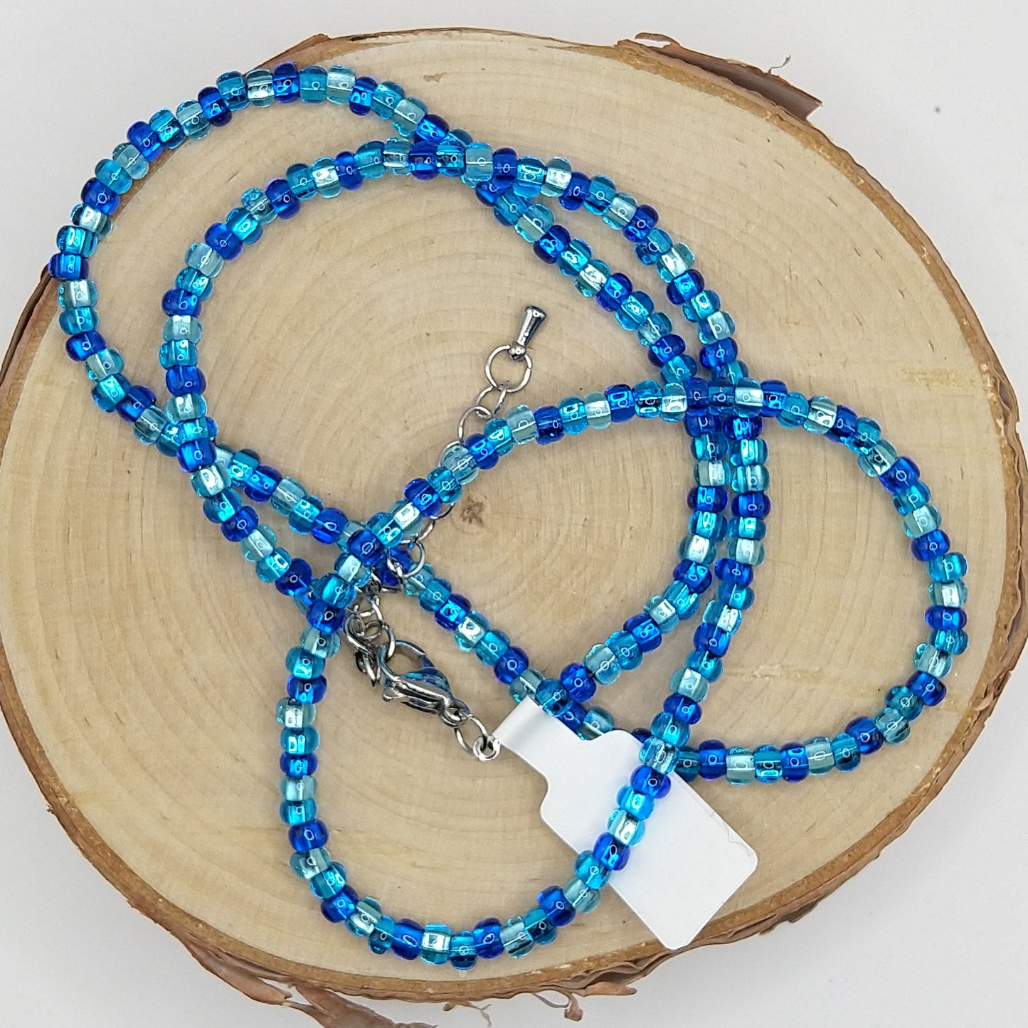 String Bead Necklace - Water Mix Silver Lined