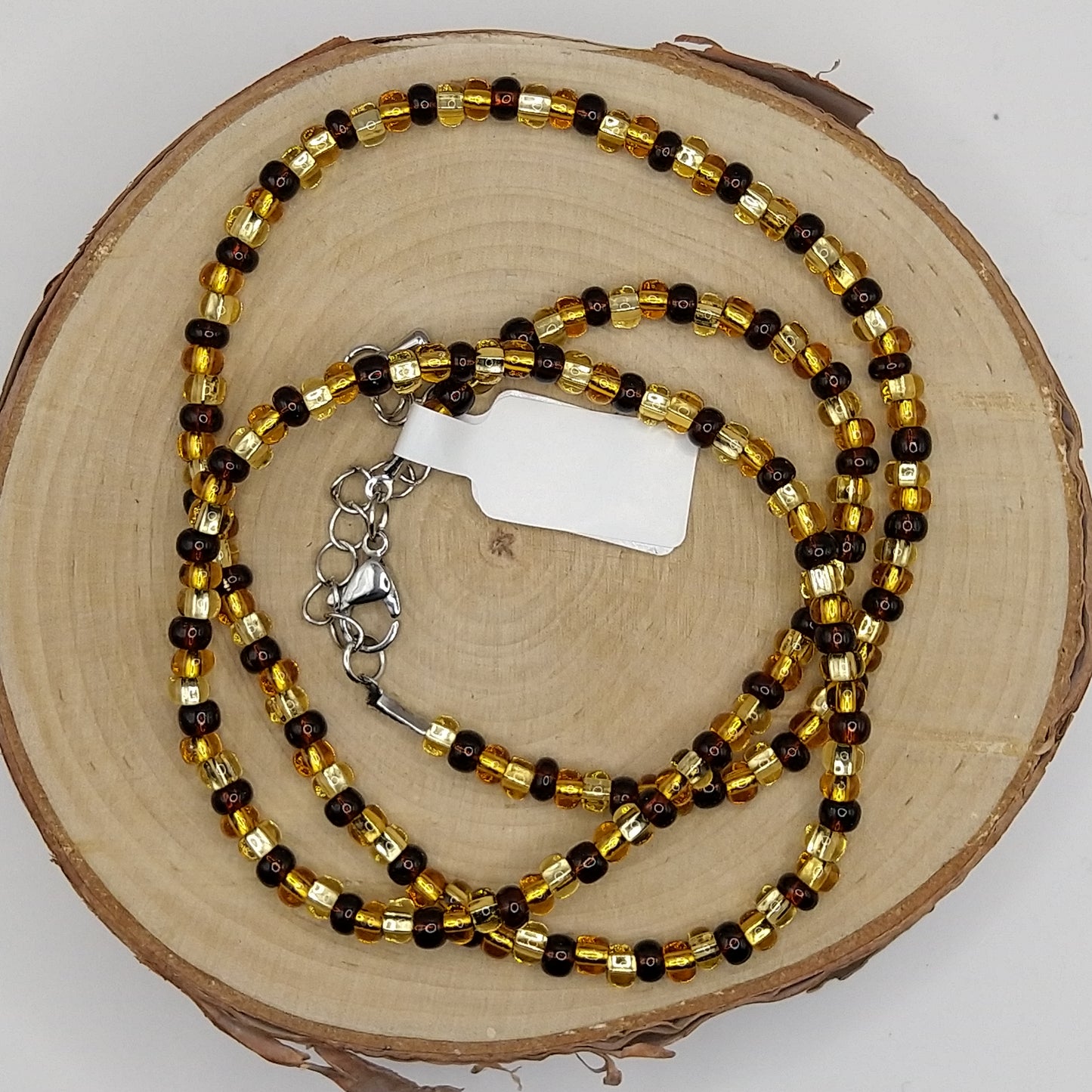 String Bead Necklace - Topaz Mix Silver Lined