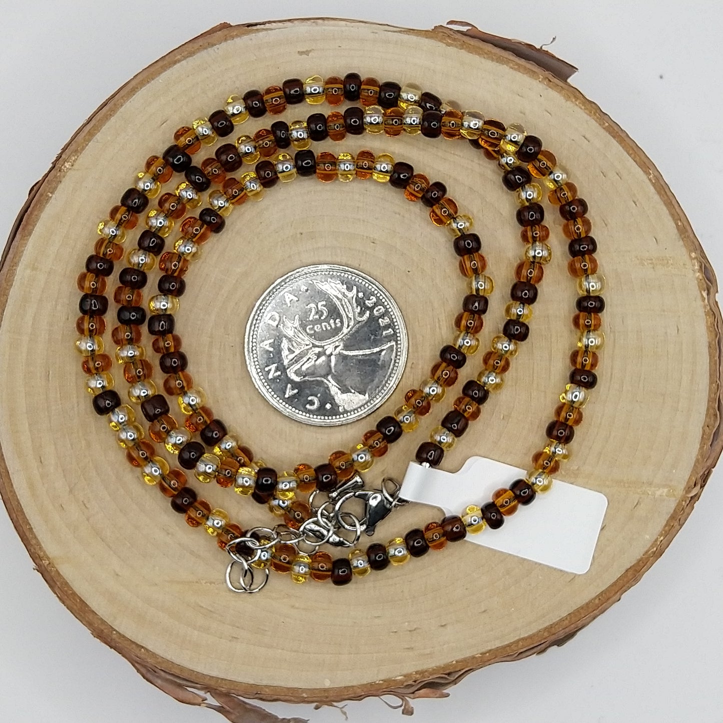 String Bead Necklace - Topaz Mix Lustered
