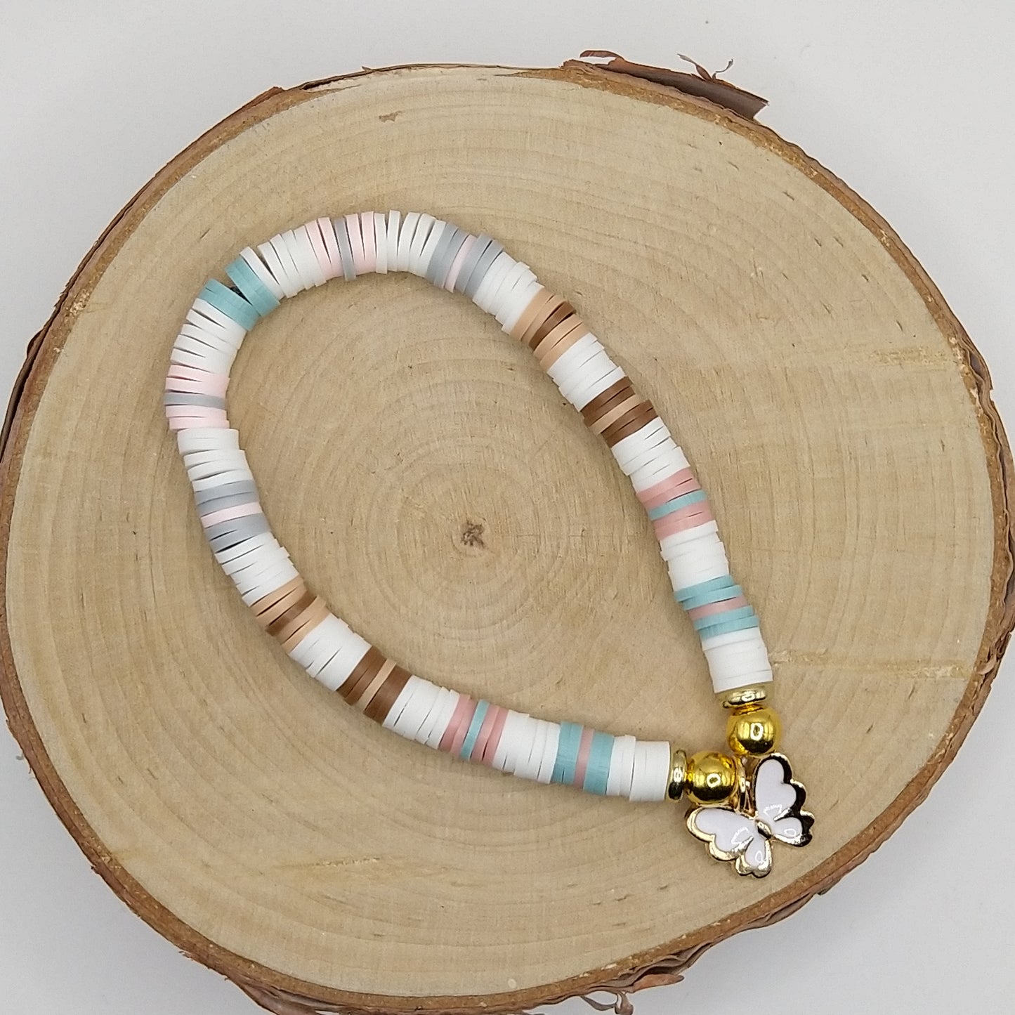Heishi Bead Bracelet - White Butterfly V1