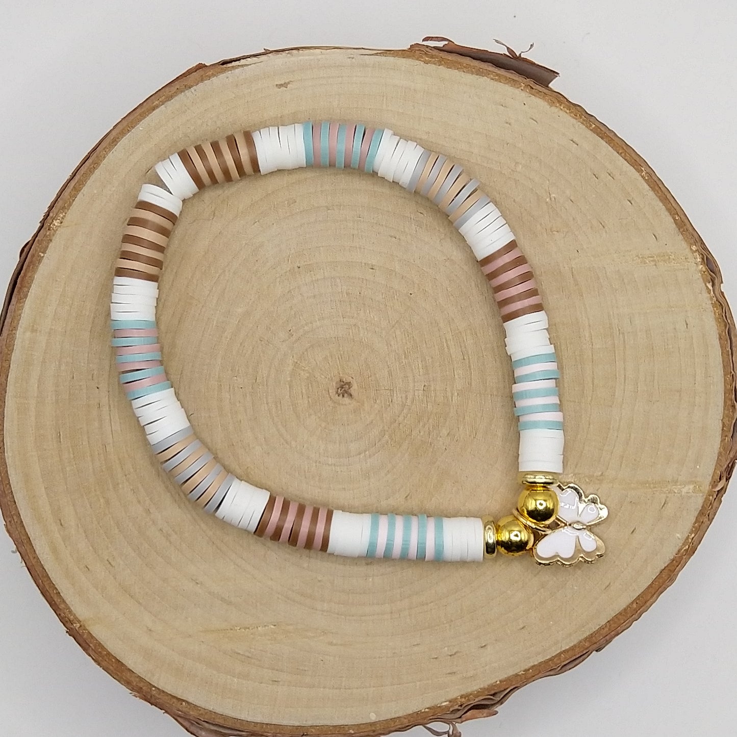 Heishi Bead Bracelet - White Butterfly V2