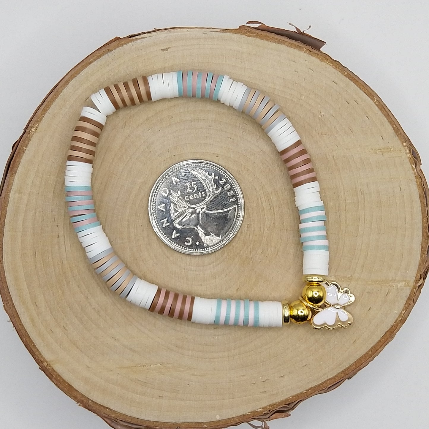 Heishi Bead Bracelet - White Butterfly V2
