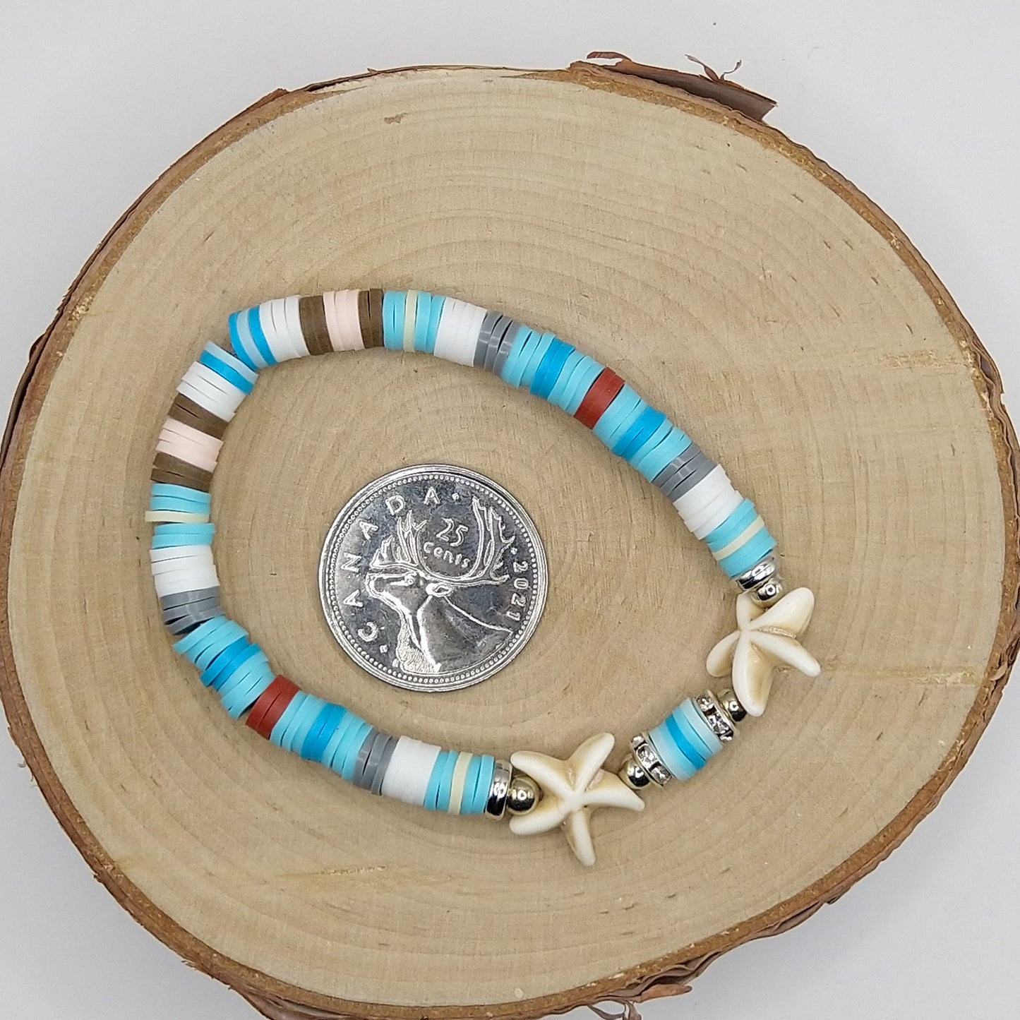 Heishi Bead Bracelet - White Starfish V1