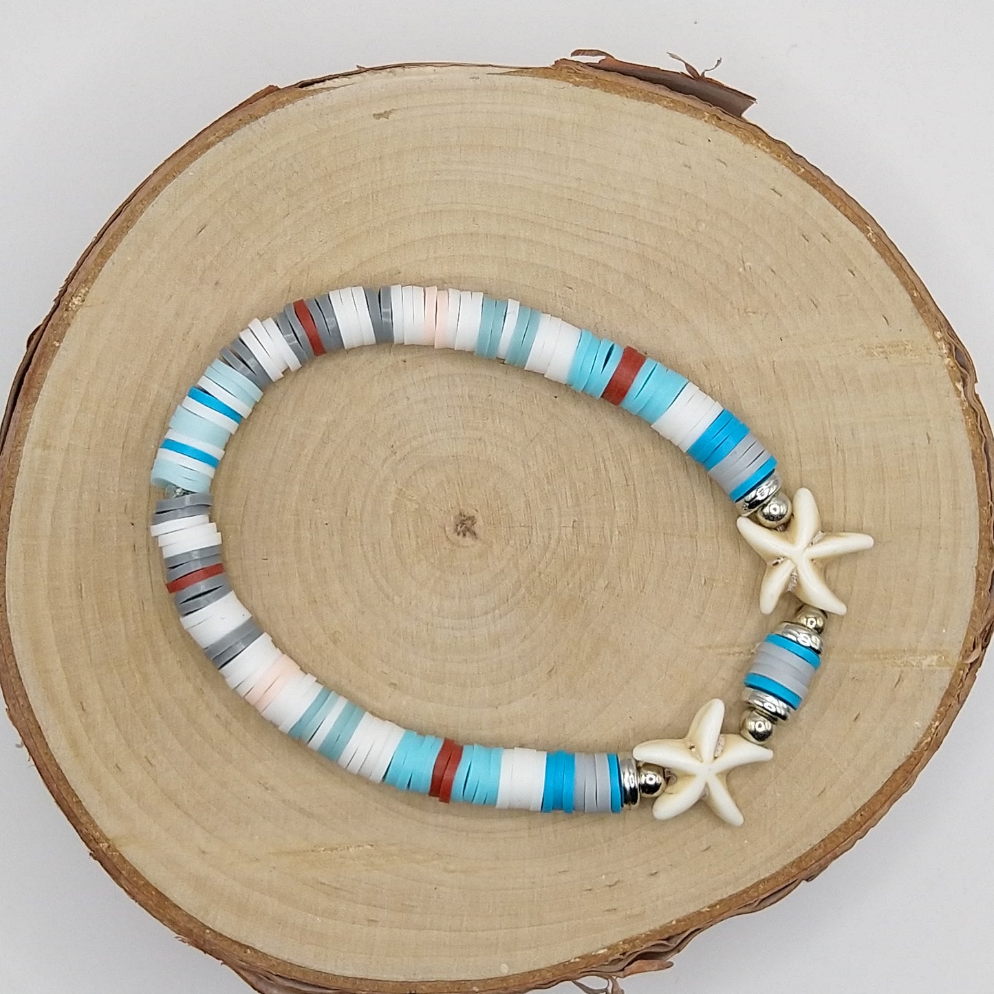 Heishi Bead Bracelet - White Starfish V2