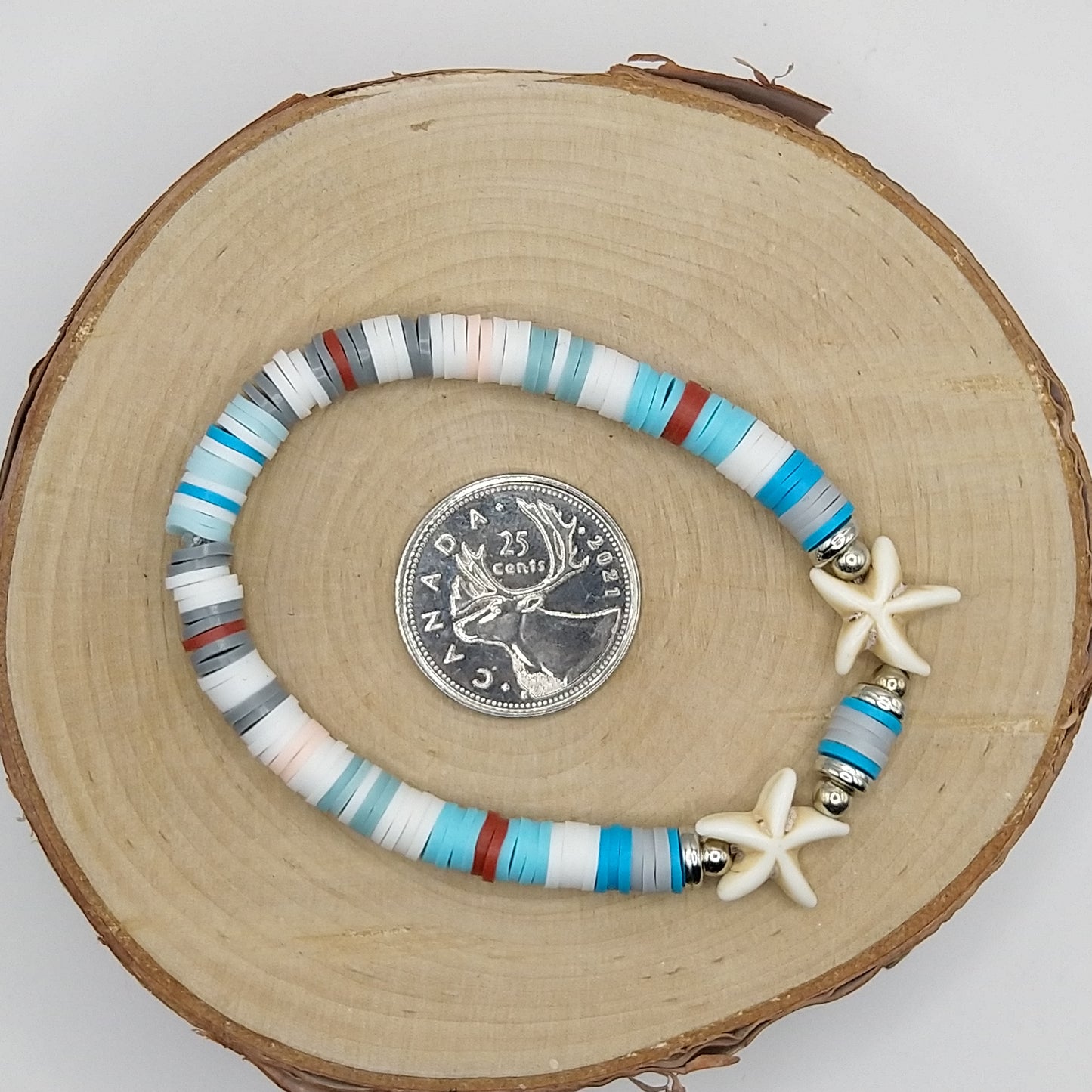 Heishi Bead Bracelet - White Starfish V2