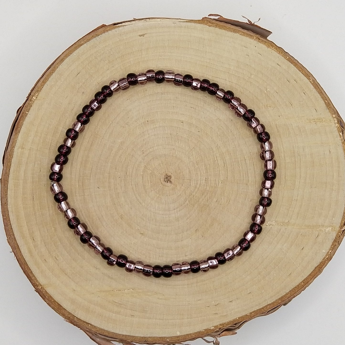 String Bead Bracelet - Deep Purple Mix