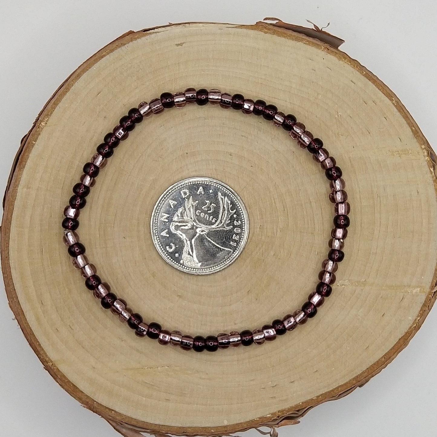 String Bead Bracelet - Deep Purple Mix