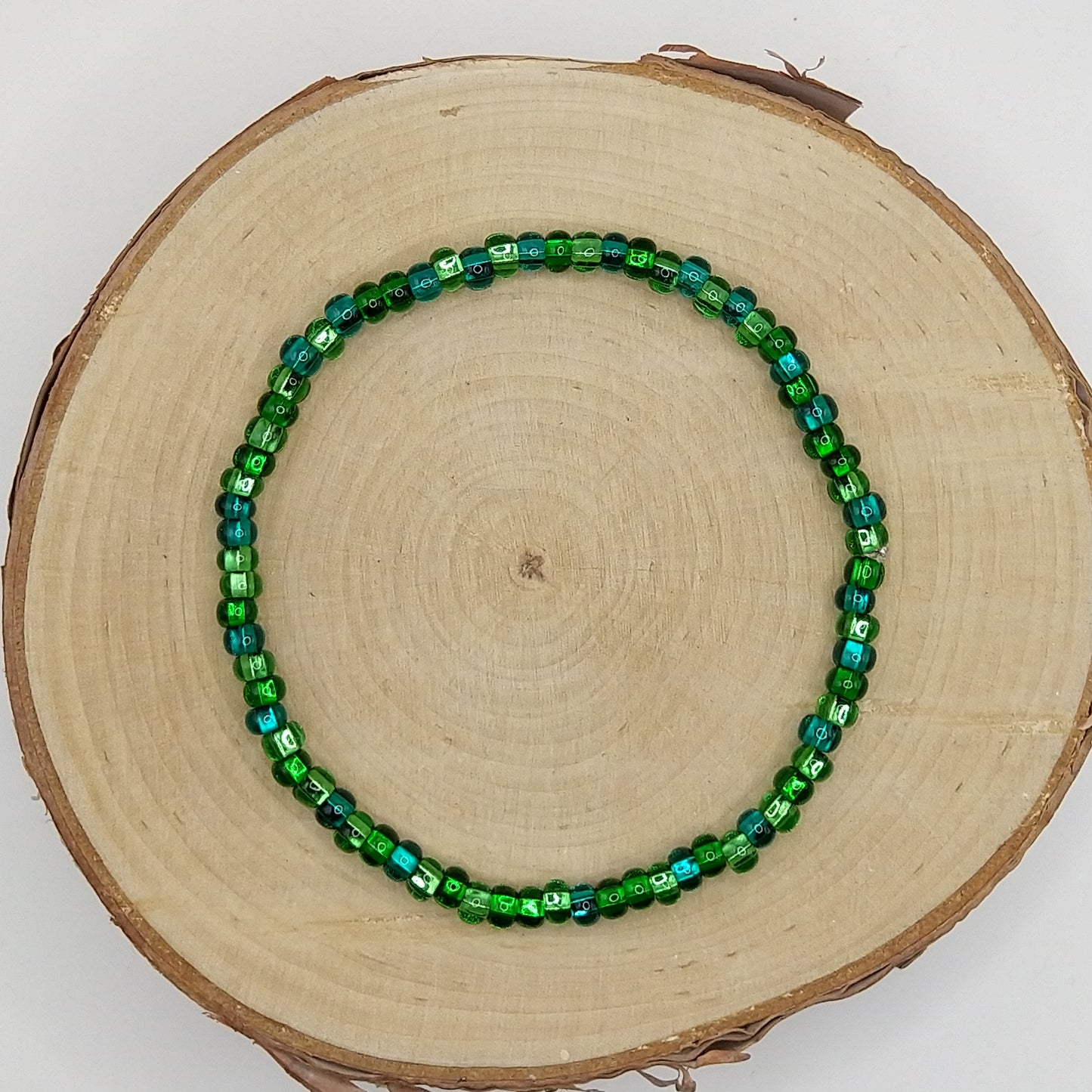 String Bead Bracelet - Seagreen Silver Lined