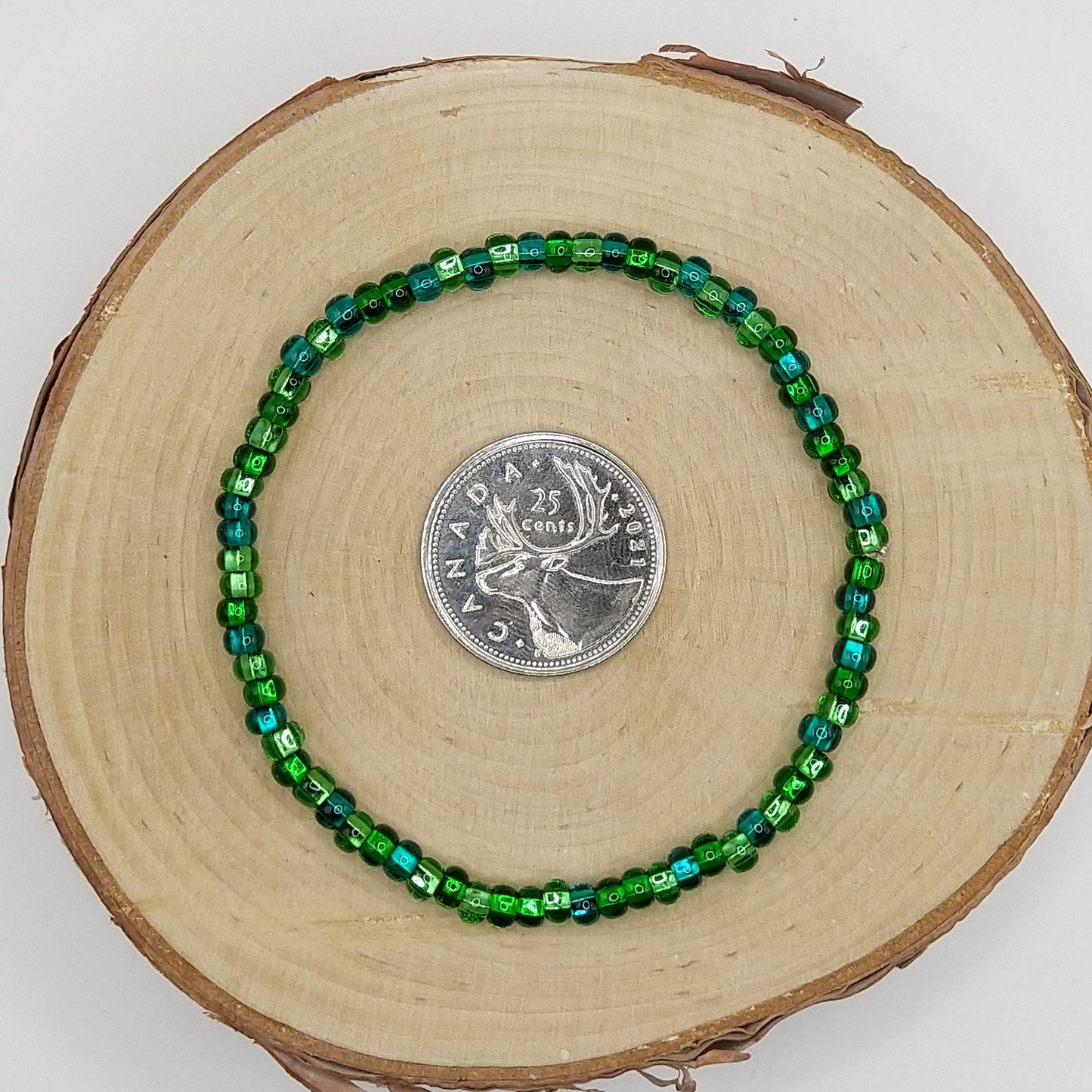 String Bead Bracelet - Seagreen Silver Lined