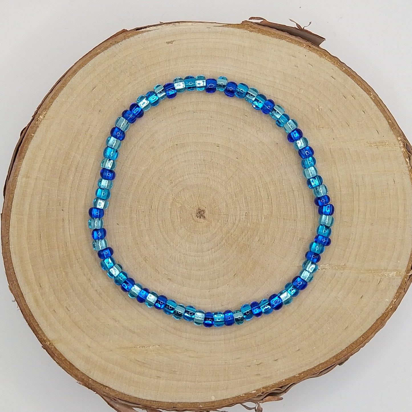 String Bead Bracelet - Water Mix Silver Lined