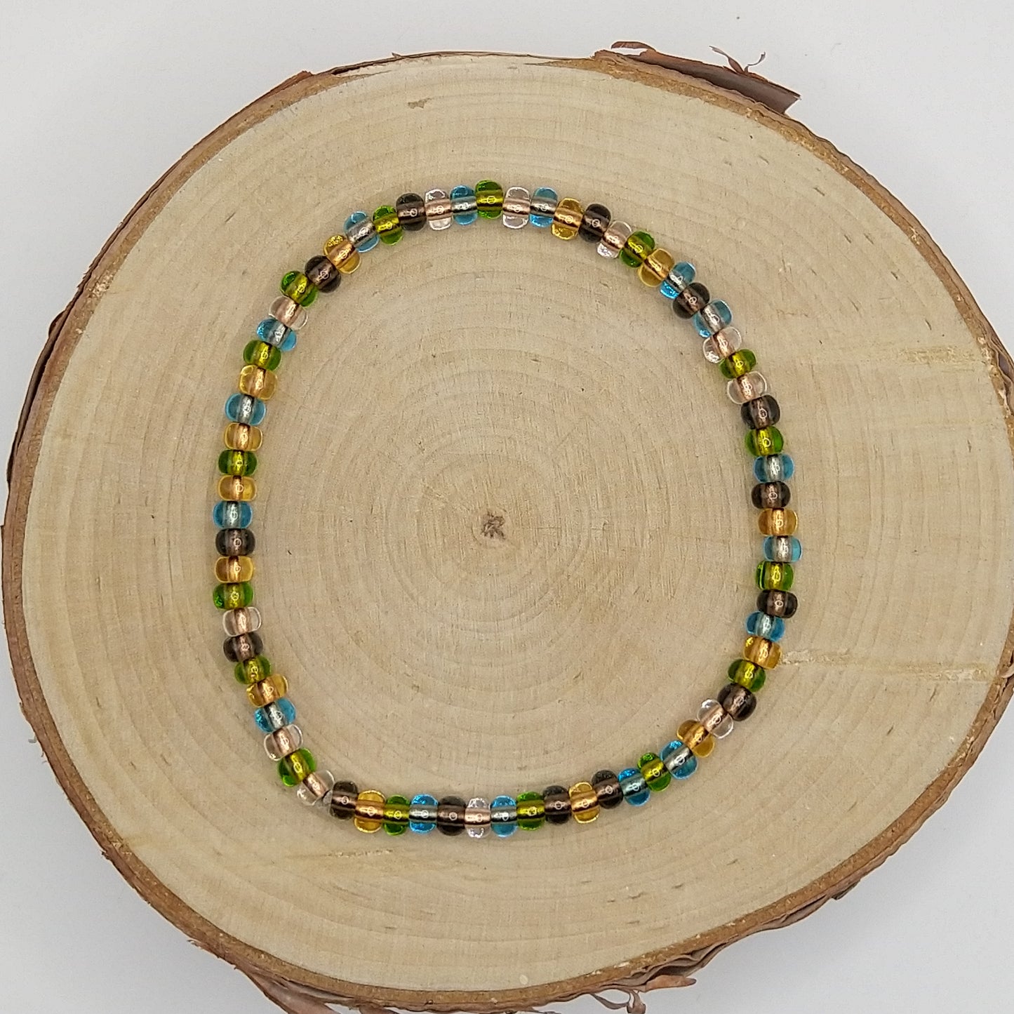 String Bead Bracelet - Forest Mix Copper Lined