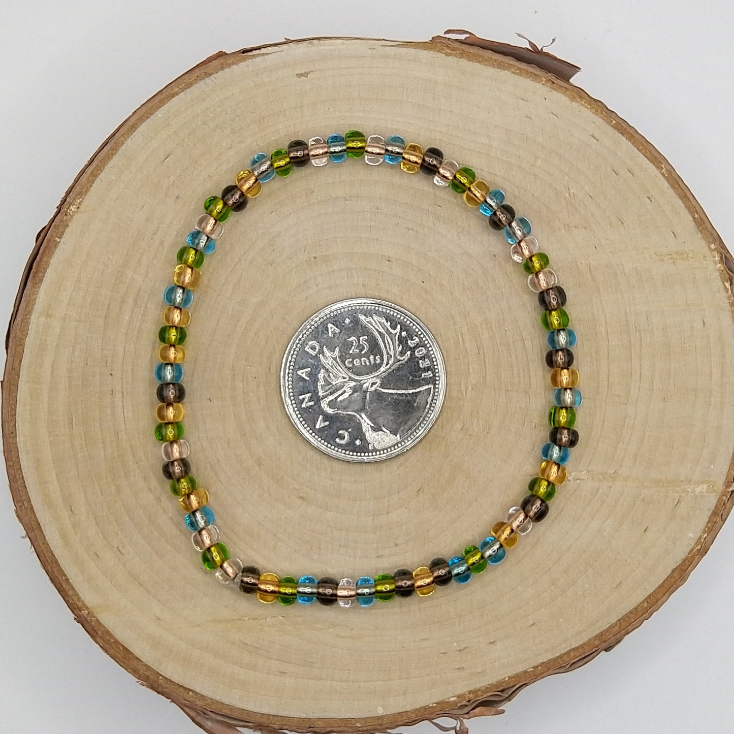 String Bead Bracelet - Forest Mix Copper Lined