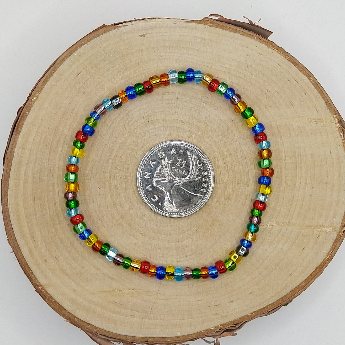 String Bead Bracelet - Multi Color Silver Lined