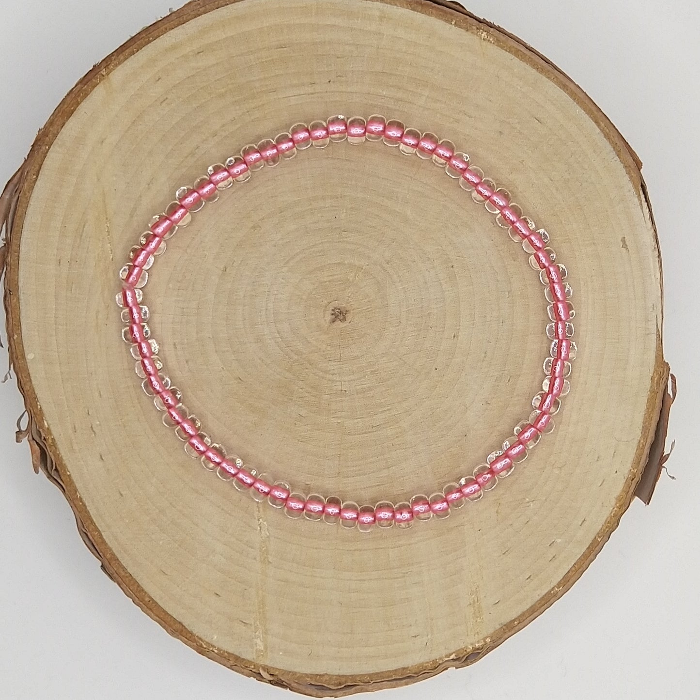 String Bead Bracelet - Crystal Pink