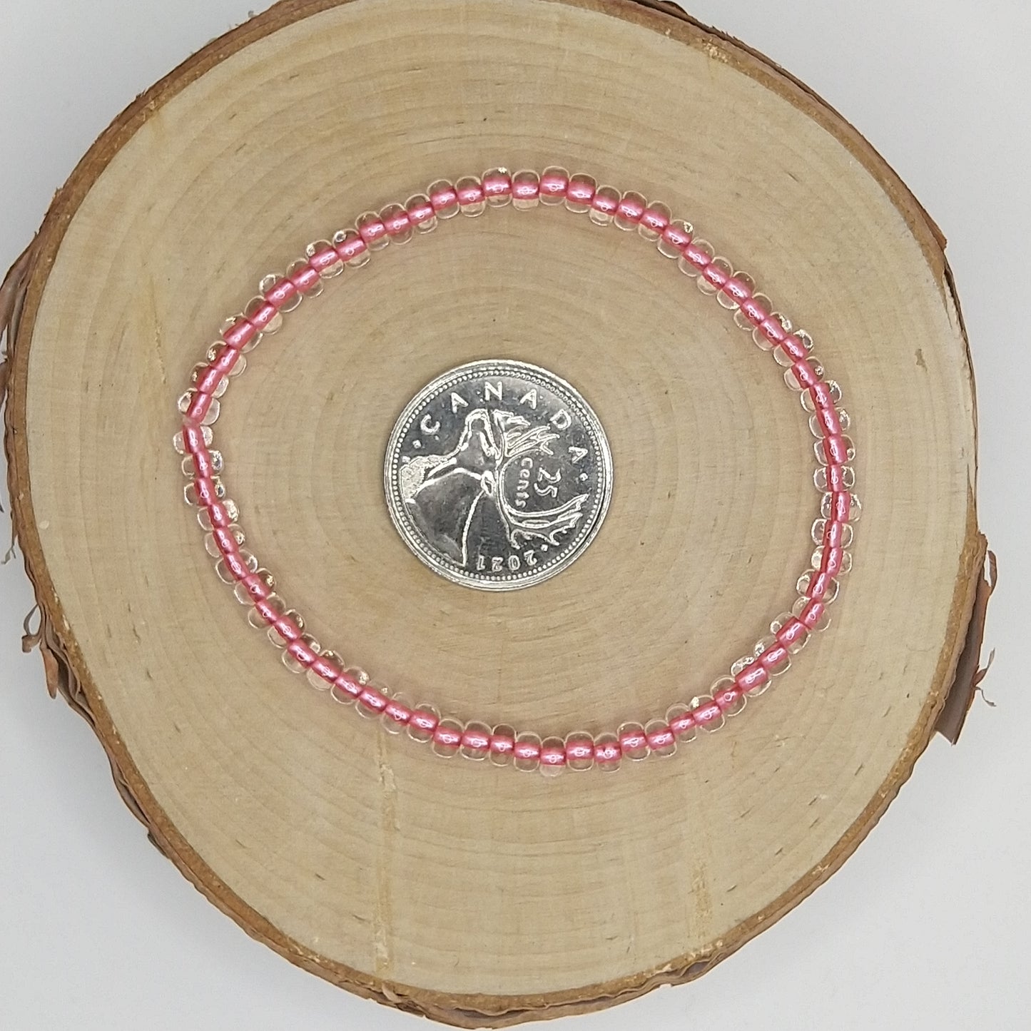 String Bead Bracelet - Crystal Pink