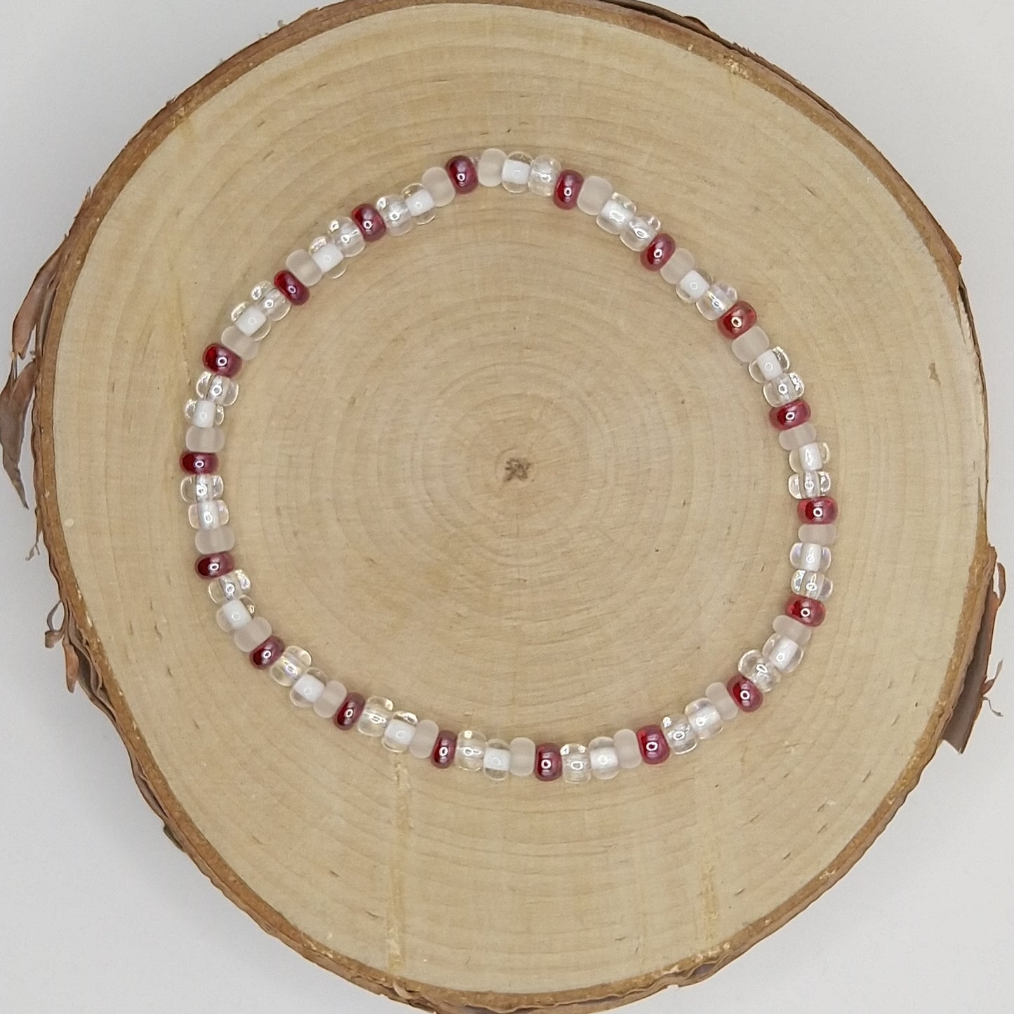 String Bead Bracelet - Snow Ruby