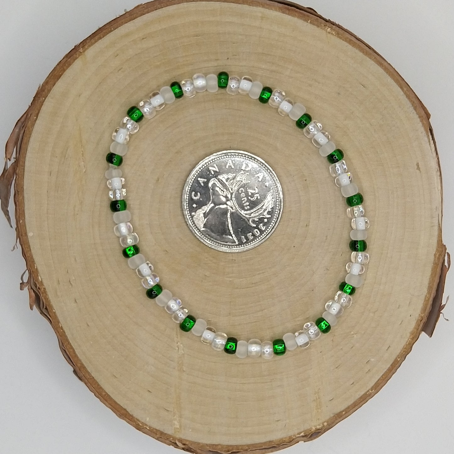 String Bead Bracelet - Snow Emerald