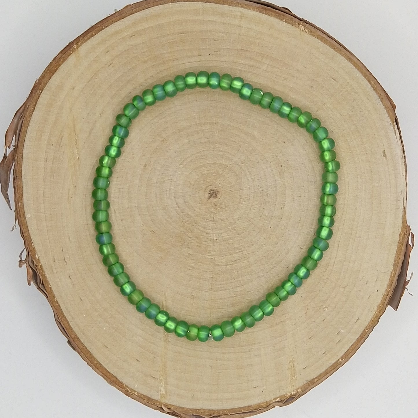 String Bead Bracelet - Light Green Matte