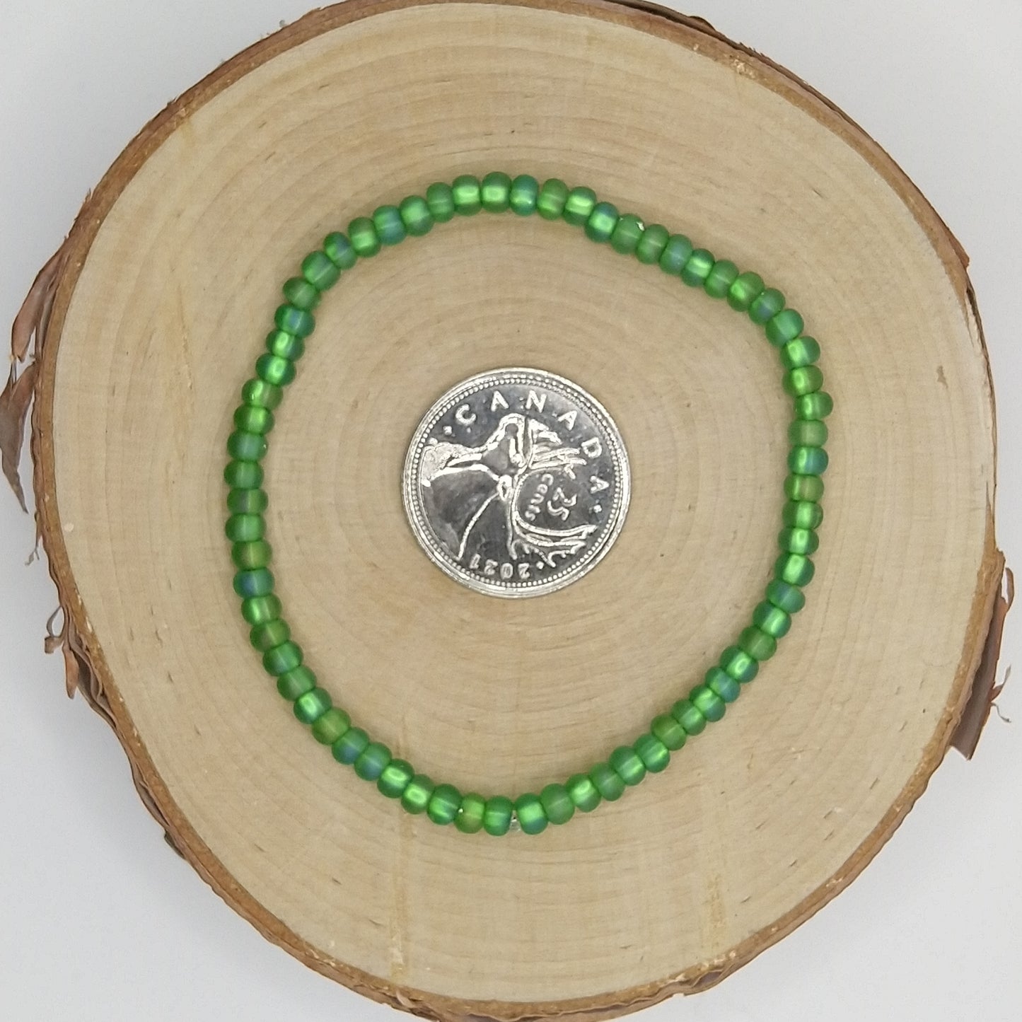 String Bead Bracelet - Light Green Matte