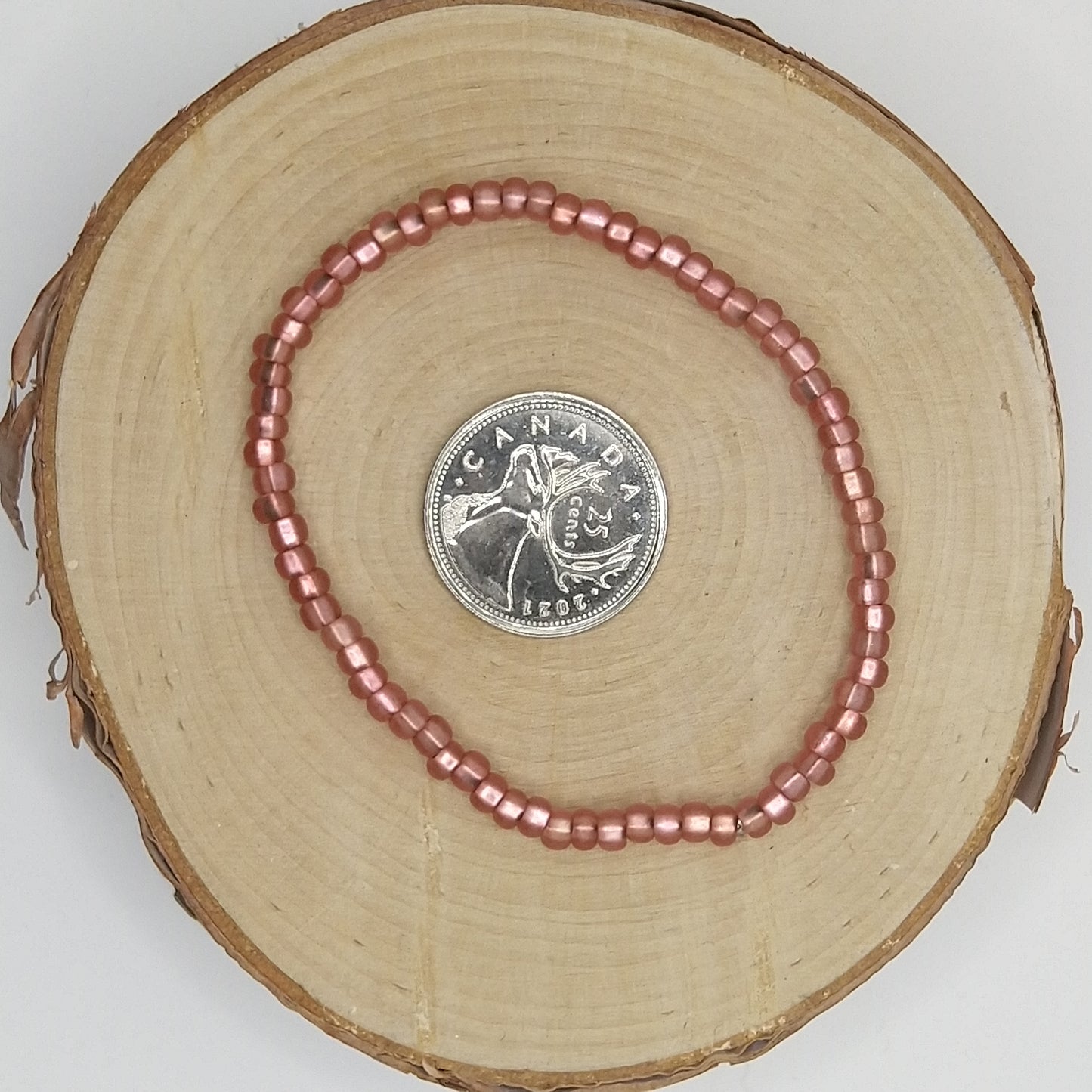 String Bead Bracelet - Rose Matte