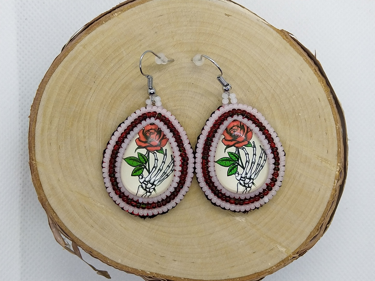 Earrings - Rose Skeleton