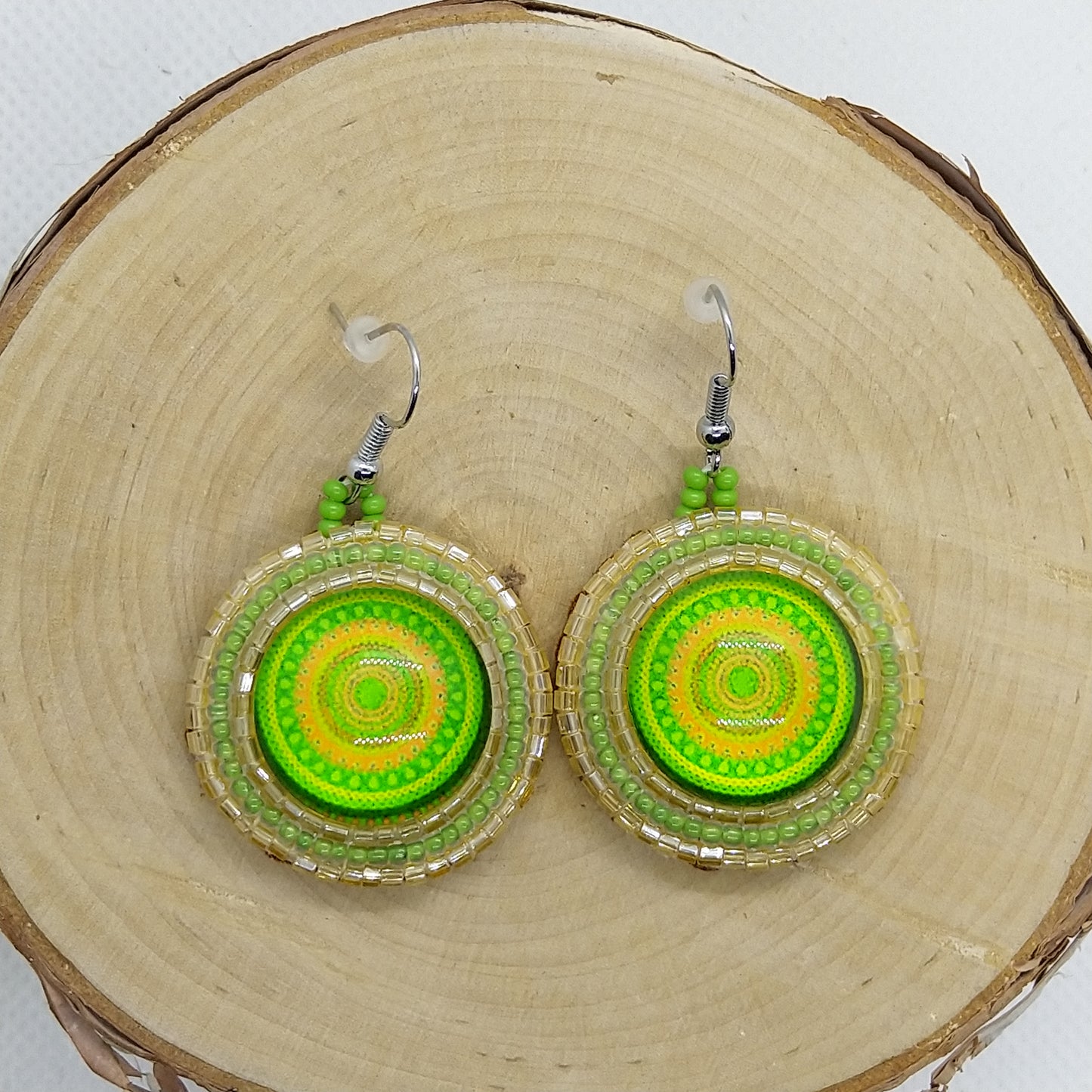 Earrings - Mosaic Green Yellow II