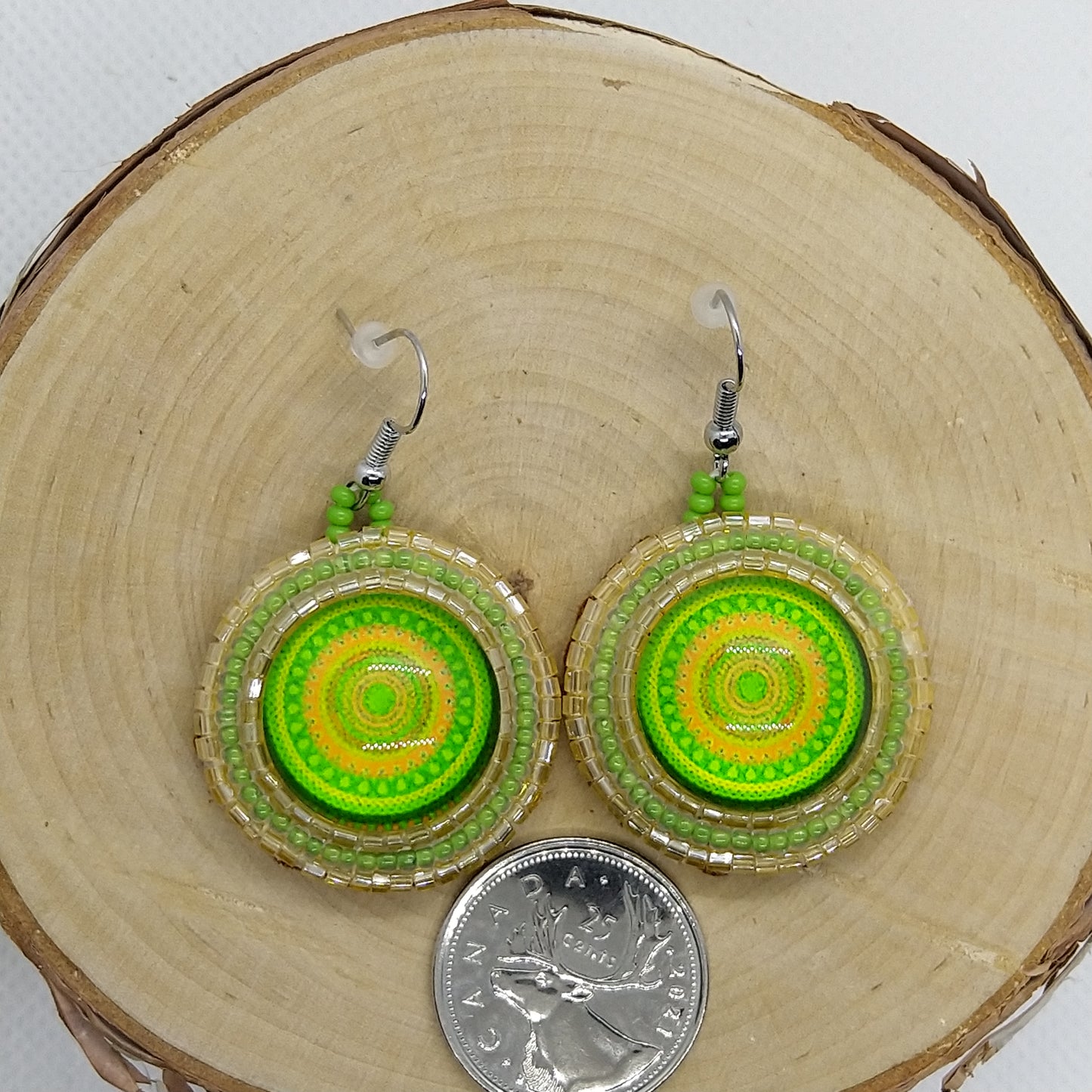 Earrings - Mosaic Green Yellow II