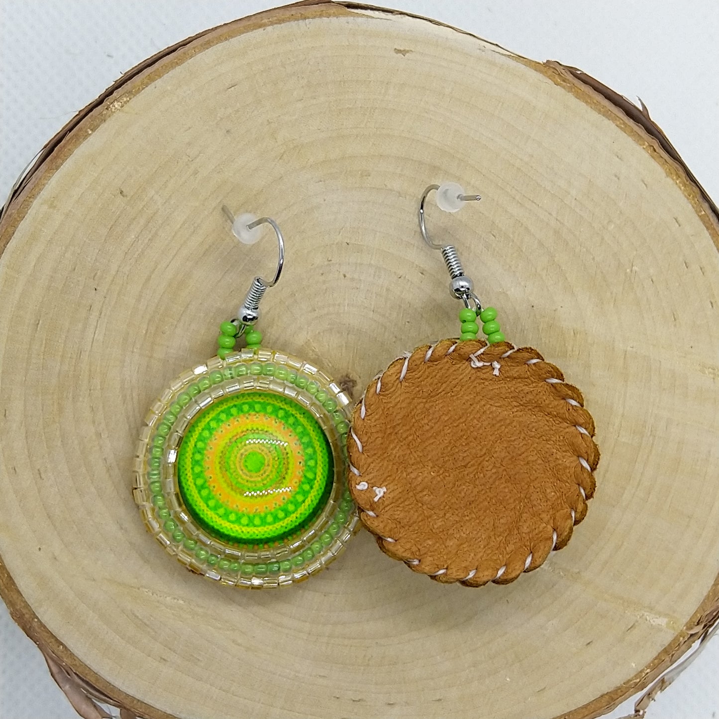Earrings - Mosaic Green Yellow II