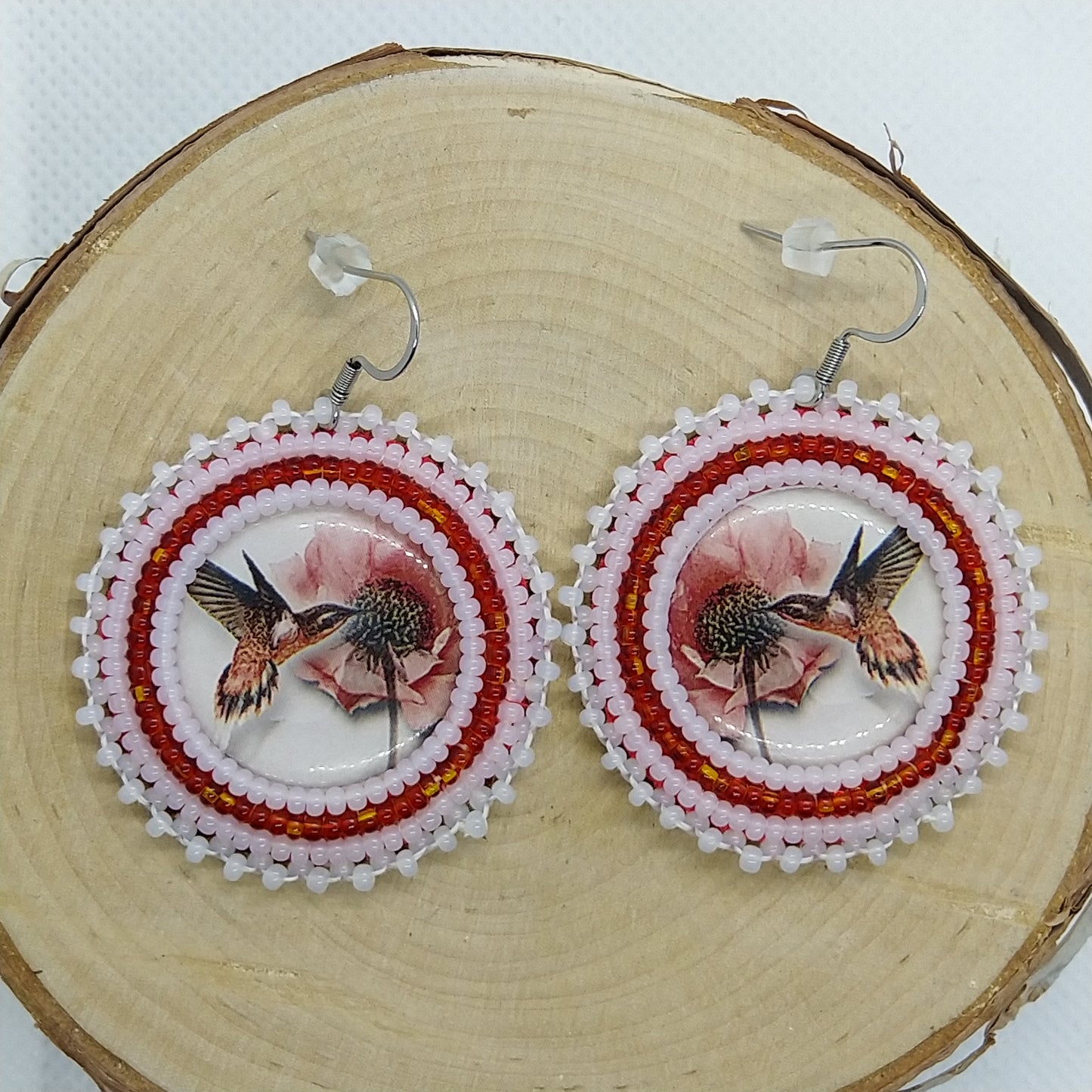 Earrings - Red Hummingbird