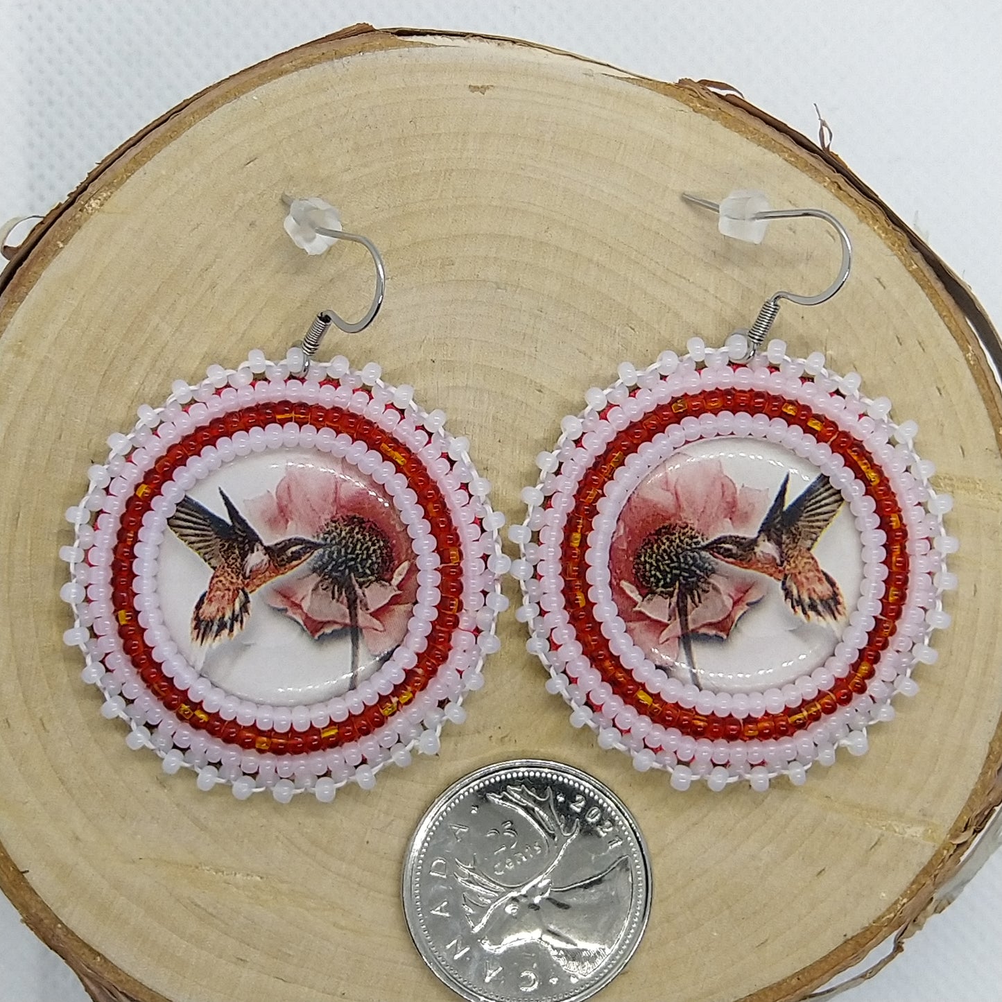 Earrings - Red Hummingbird