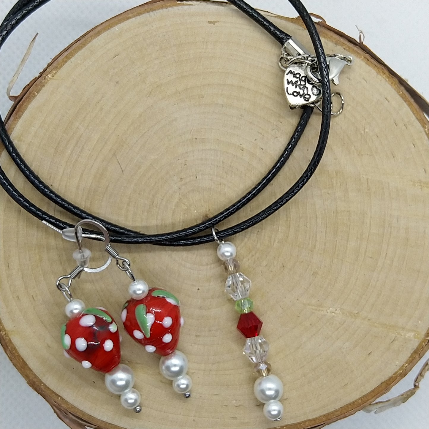 Earrings and Necklace - Strawberry Set