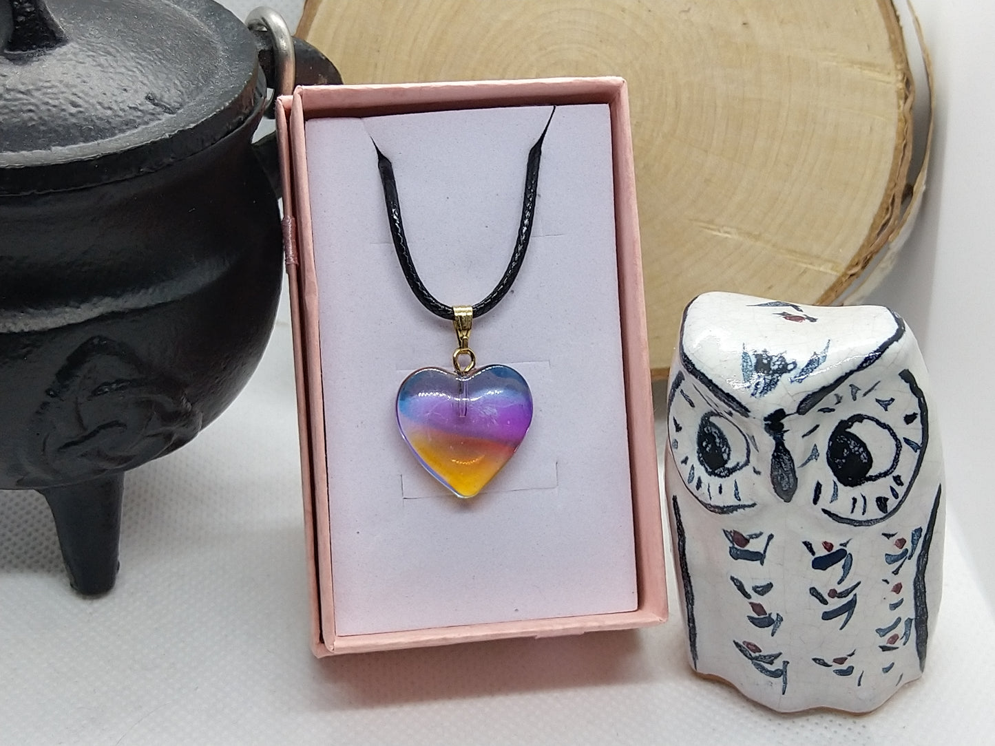 Necklace - Colorful Glass Hearts