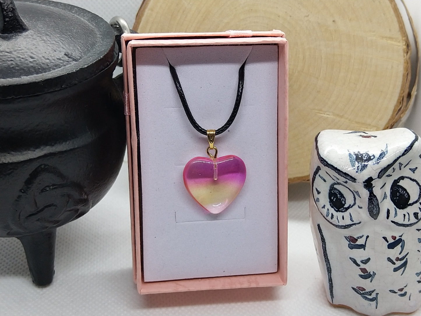 Necklace - Colorful Glass Hearts