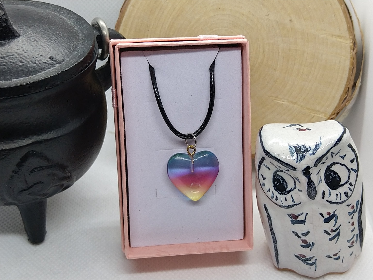 Necklace - Colorful Glass Hearts