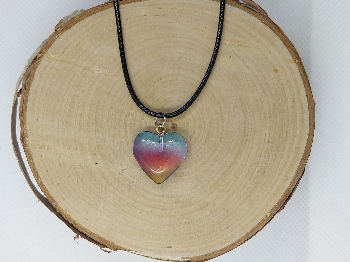 Necklace - Colorful Glass Hearts