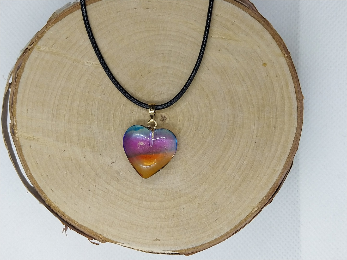 Necklace - Colorful Glass Hearts