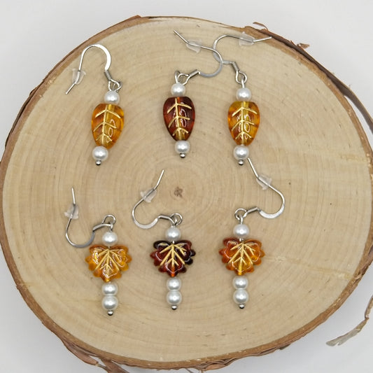 Earrings - Pearls with Imitation Amber