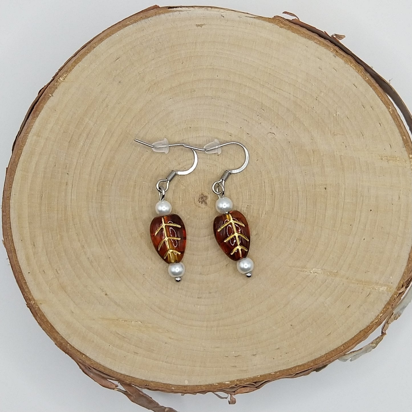 Earrings - Pearls with Imitation Amber