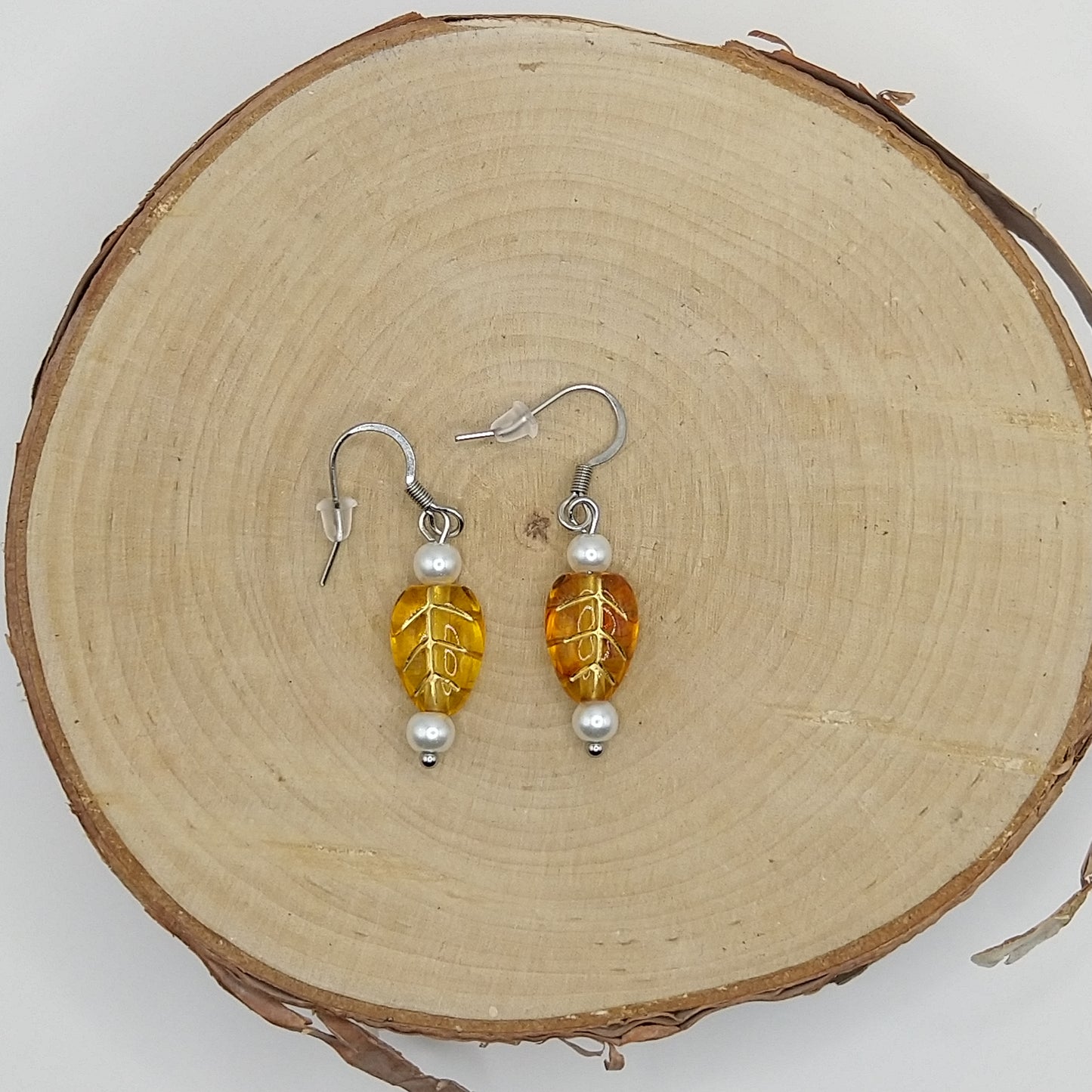 Earrings - Pearls with Imitation Amber