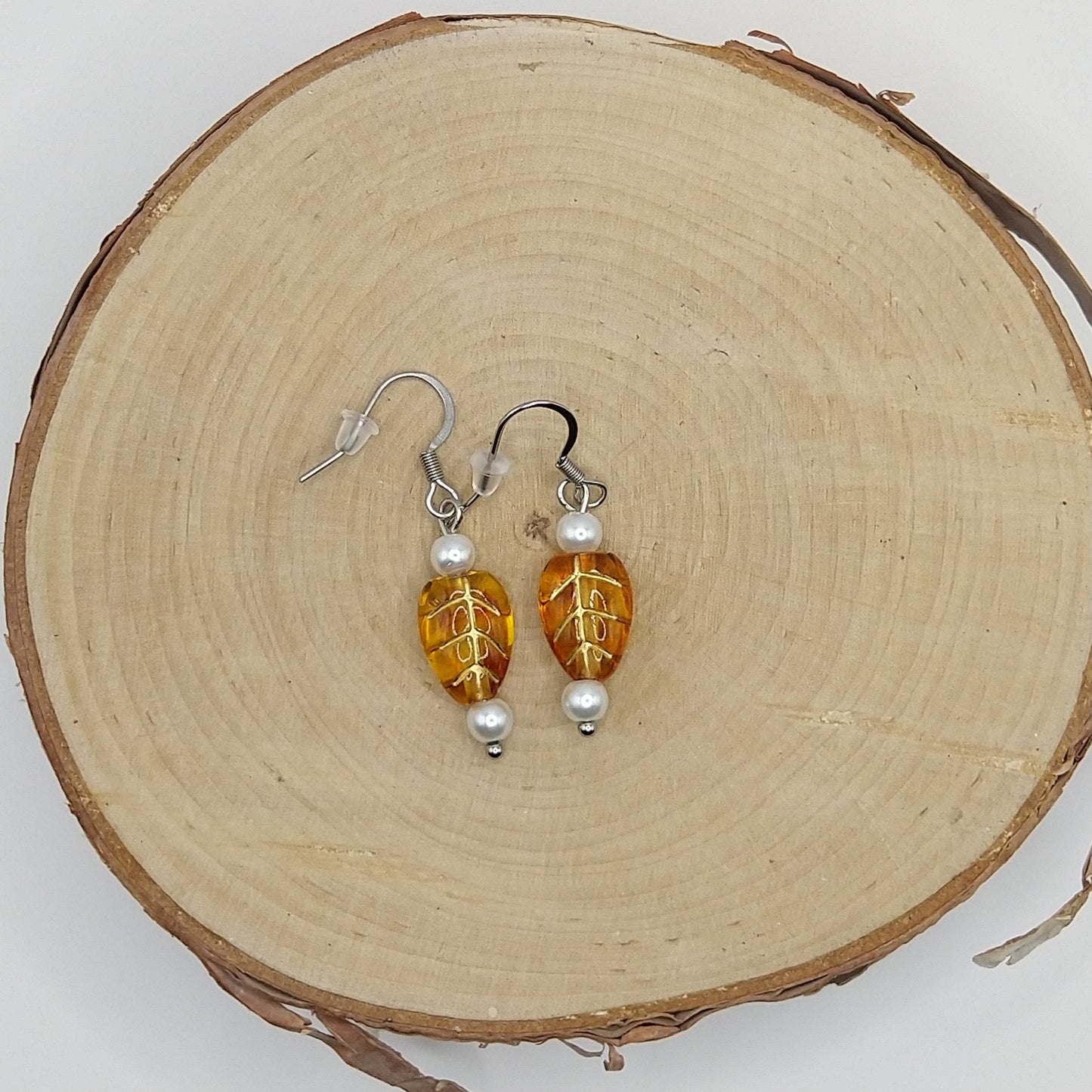 Earrings - Pearls with Imitation Amber