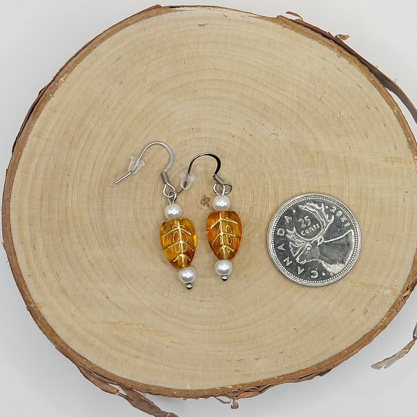 Earrings - Pearls with Imitation Amber