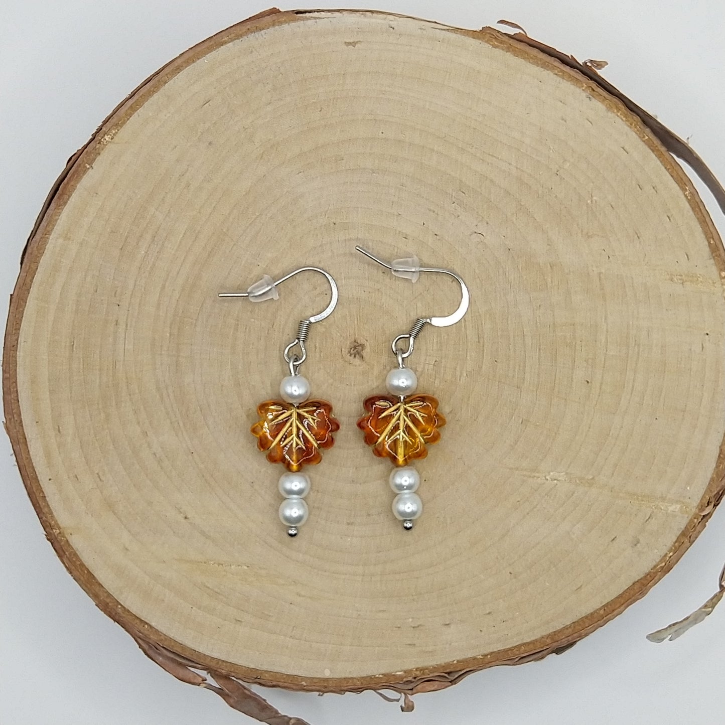 Earrings - Pearls with Imitation Amber