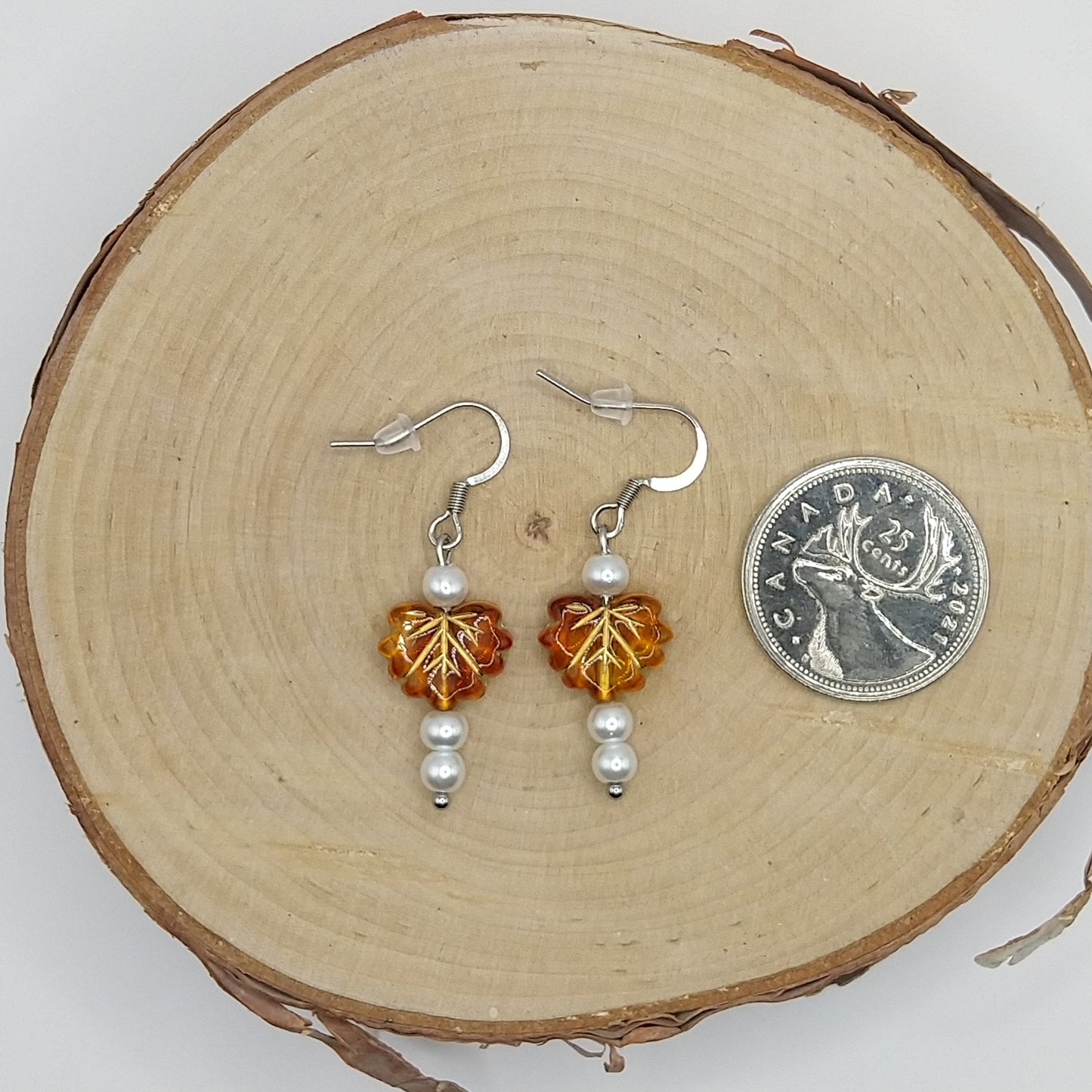 Earrings - Pearls with Imitation Amber